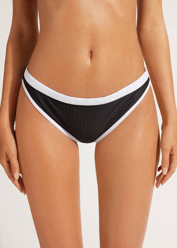 Abajo De Bikini Calzedonia Coimbra Mujer Negras Blancas | CL1369ZG