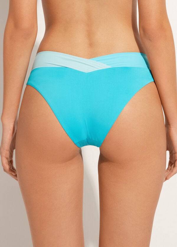 Abajo De Bikini Calzedonia Color Block Azzorre Mujer Turquesa Verde | CL1370XF