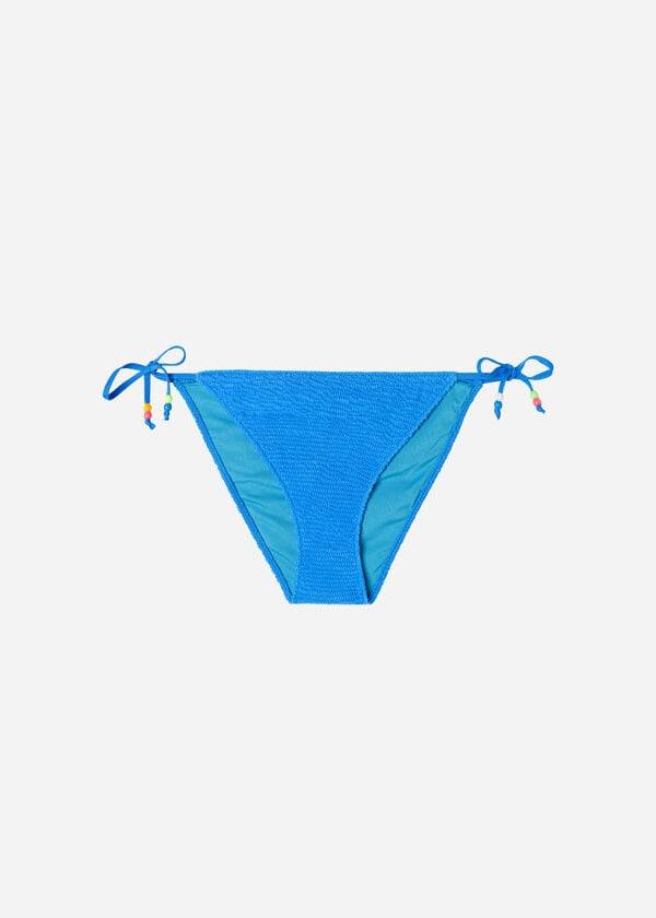 Abajo De Bikini Calzedonia Crinkled String San Diego Mujer Azules | CL1377WY