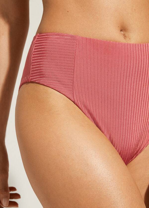 Abajo De Bikini Calzedonia High Cintura Biarritz Mujer Marrones | CL1417HK
