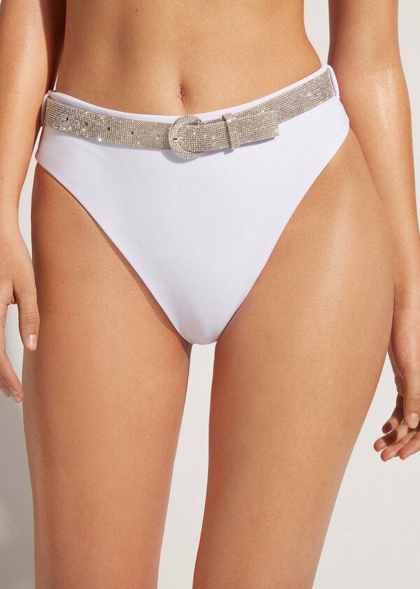 Abajo De Bikini Calzedonia High Cintura Dubai Mujer Blancas | CL1423CE
