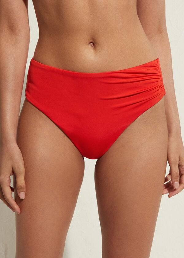 Abajo De Bikini Calzedonia High Cintura Indonesia Eco Mujer Rojas | CL1425BC