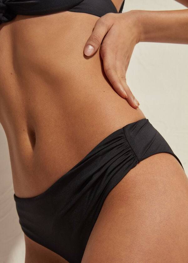 Abajo De Bikini Calzedonia High Cintura Indonesia Eco Mujer Negras | CL1429WY