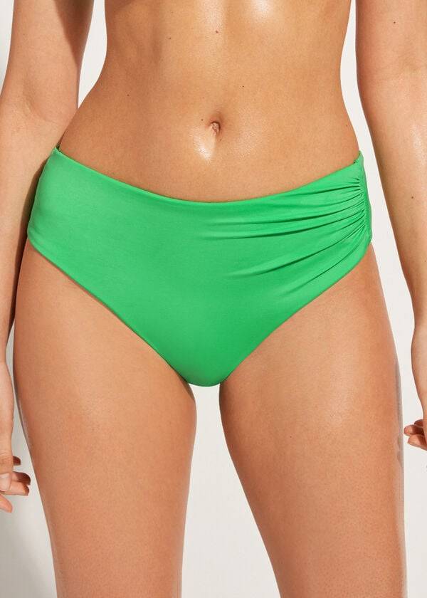 Abajo De Bikini Calzedonia High Cintura Indonesia Eco Mujer Verde | CL1430EX
