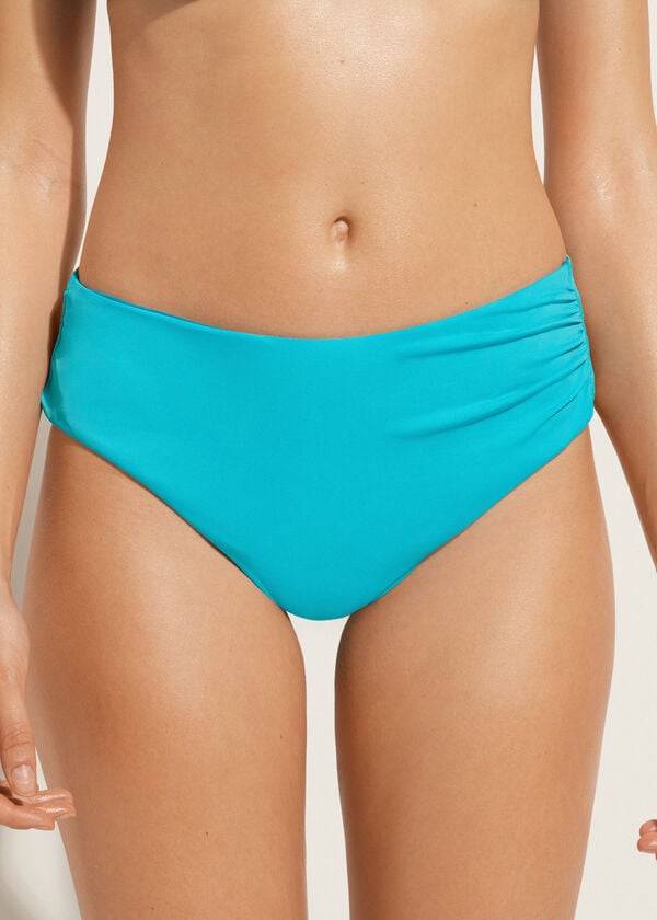 Abajo De Bikini Calzedonia High Cintura Indonesia Eco Mujer Turquesa Verde | CL1433YU