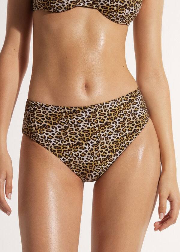 Abajo De Bikini Calzedonia High Cintura Malindi Mujer Marrones | CL1435IS