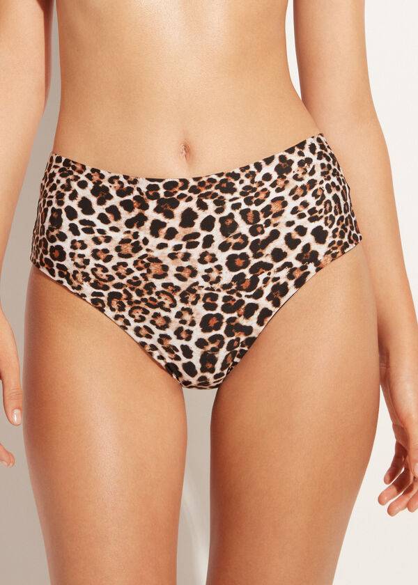 Abajo De Bikini Calzedonia High Cintura Reversible Nizza Mujer Rosas | CL1437PQ