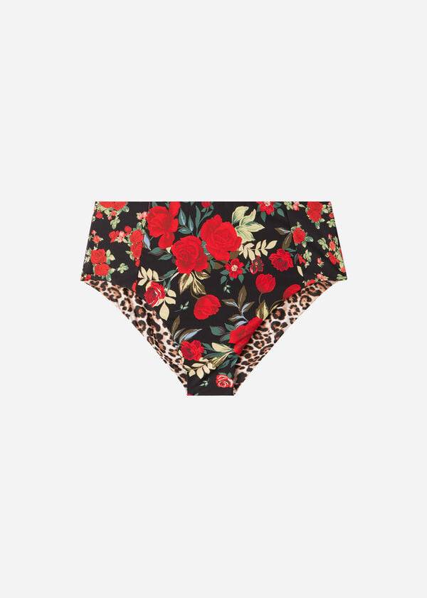 Abajo De Bikini Calzedonia High Cintura Reversible Nizza Mujer Rosas | CL1437PQ