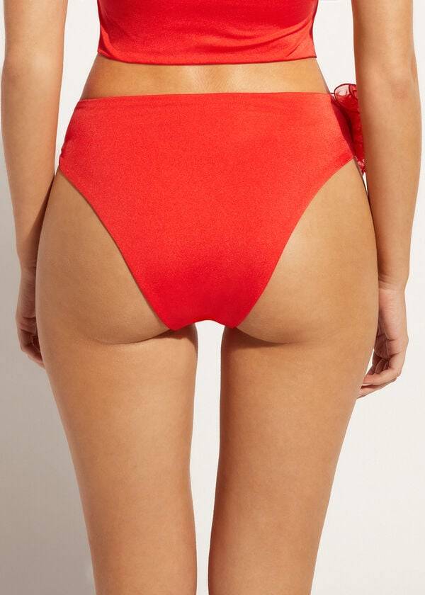 Abajo De Bikini Calzedonia High-Cintura Bora Bora Mujer Rojas | CL1453MA