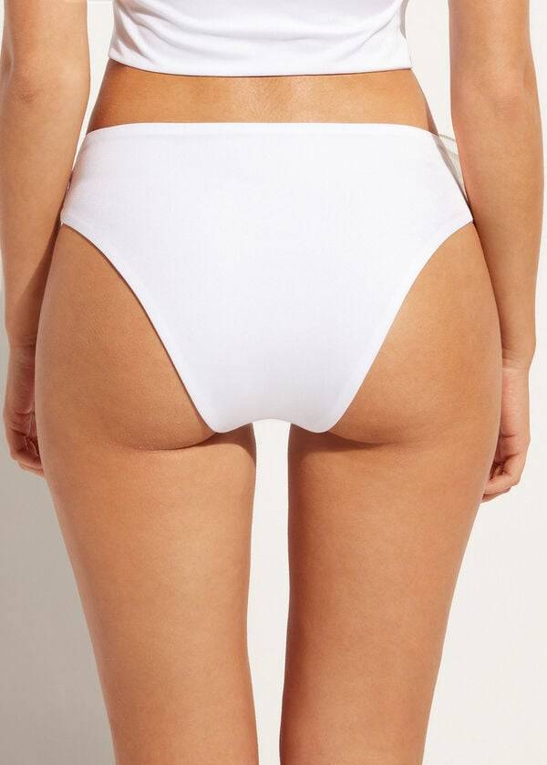 Abajo De Bikini Calzedonia High-Cintura Bora Bora Mujer Blancas | CL1454QZ