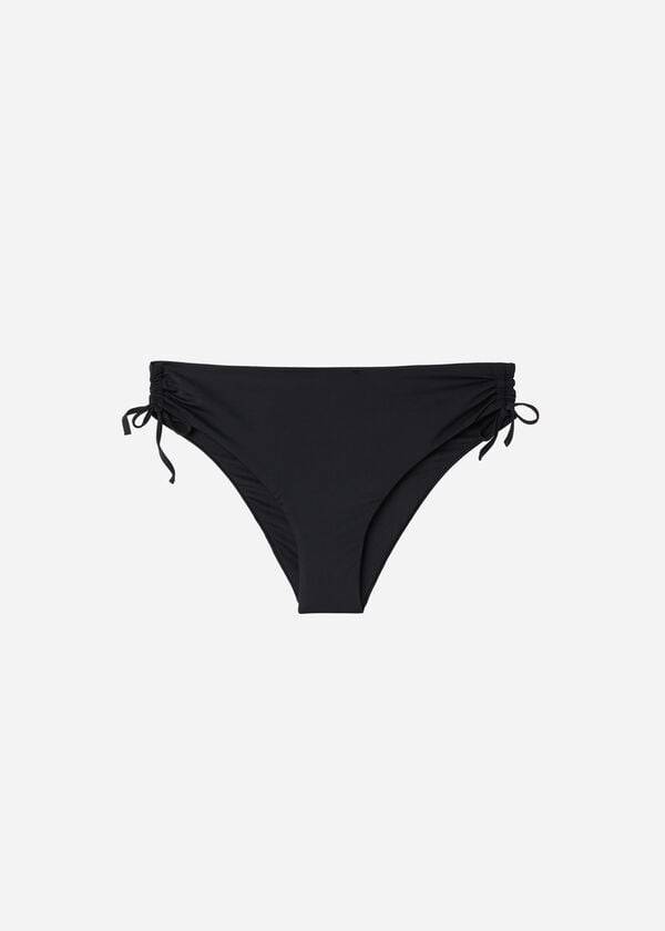 Abajo De Bikini Calzedonia High-Cintura Drawstring Indonesia Mujer Negras | CL1455WY