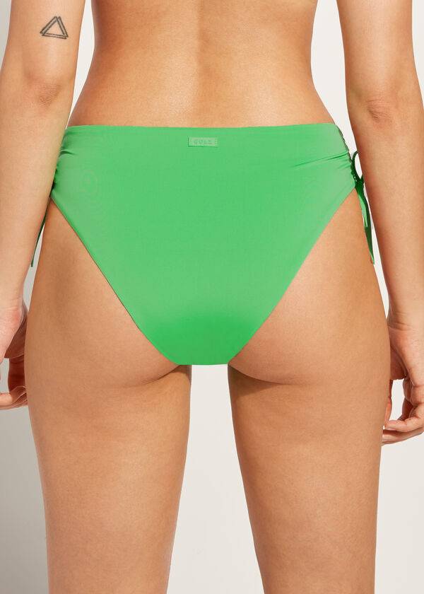 Abajo De Bikini Calzedonia High-Cintura Drawstring Indonesia Mujer Verde | CL1456EX