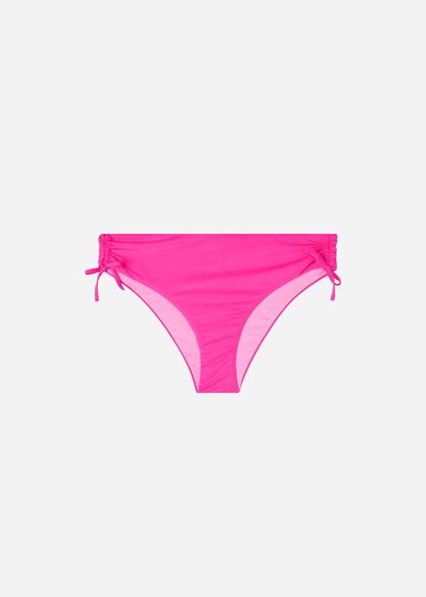 Abajo De Bikini Calzedonia High-Cintura Drawstring Indonesia Mujer Rosas | CL1457RW