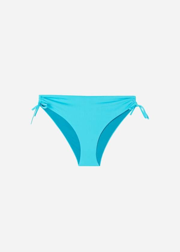 Abajo De Bikini Calzedonia High-Cintura Drawstring Indonesia Mujer Turquesa | CL1458TV