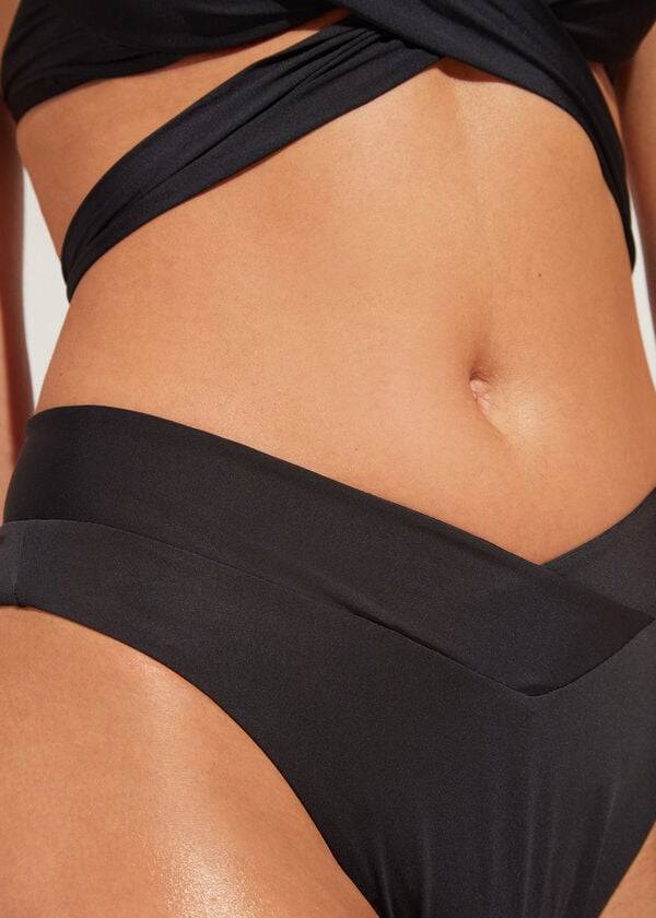 Abajo De Bikini Calzedonia High-Cintura V-Cut Brazilian Indonesia Mujer Negras | CL1461IS