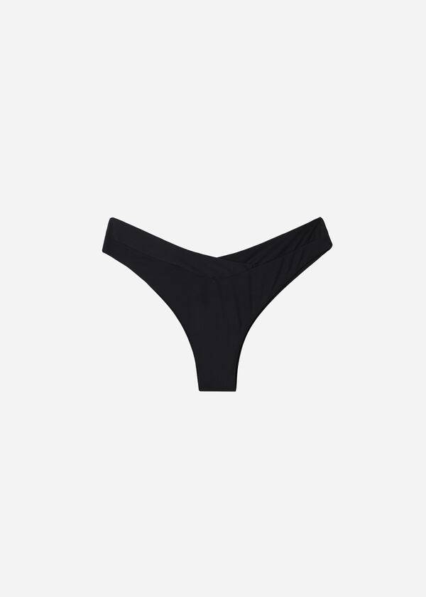 Abajo De Bikini Calzedonia High-Cintura V-Cut Brazilian Indonesia Mujer Negras | CL1461IS