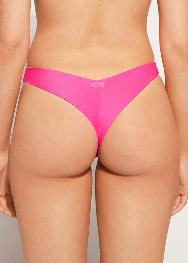 Abajo De Bikini Calzedonia High Cut Brazilian Indonesia Eco Mujer Rosas | CL1389FM
