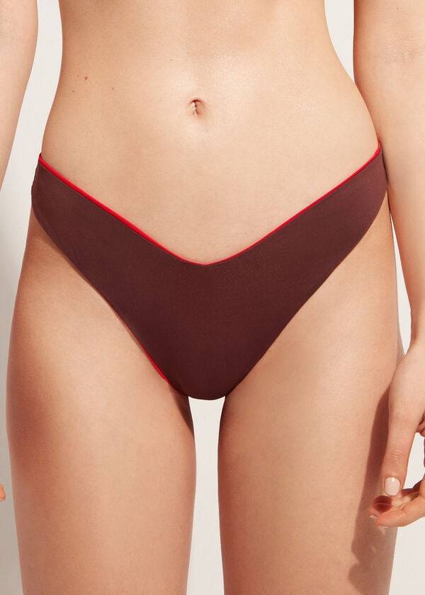 Abajo De Bikini Calzedonia High Cut Brazilian Indonesia Eco Mujer Rojas | CL1391HK