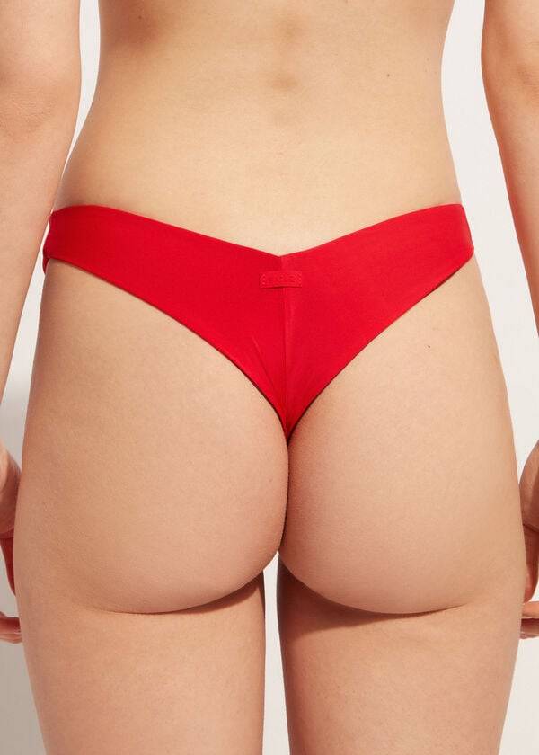 Abajo De Bikini Calzedonia High Cut Brazilian Indonesia Eco Mujer Rojas | CL1391HK