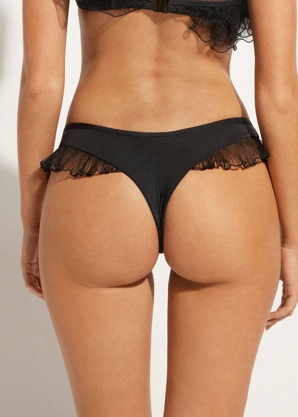 Abajo De Bikini Calzedonia High Cut Brazilian Singapore Mujer Negras | CL1393KI