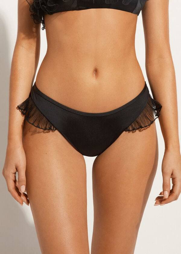 Abajo De Bikini Calzedonia High Cut Brazilian Singapore Mujer Negras | CL1393KI