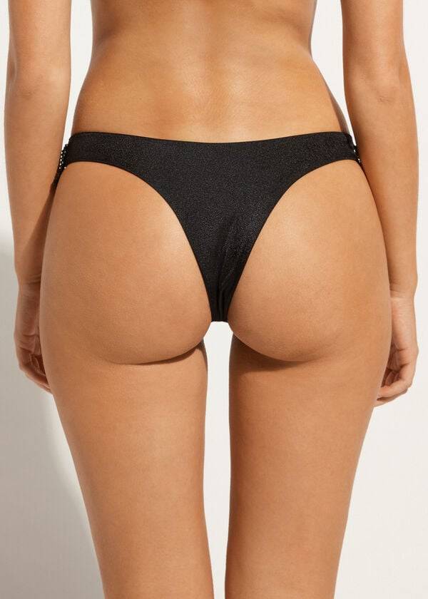 Abajo De Bikini Calzedonia High Cut Brazilian Taipei Mujer Negras | CL1394LH