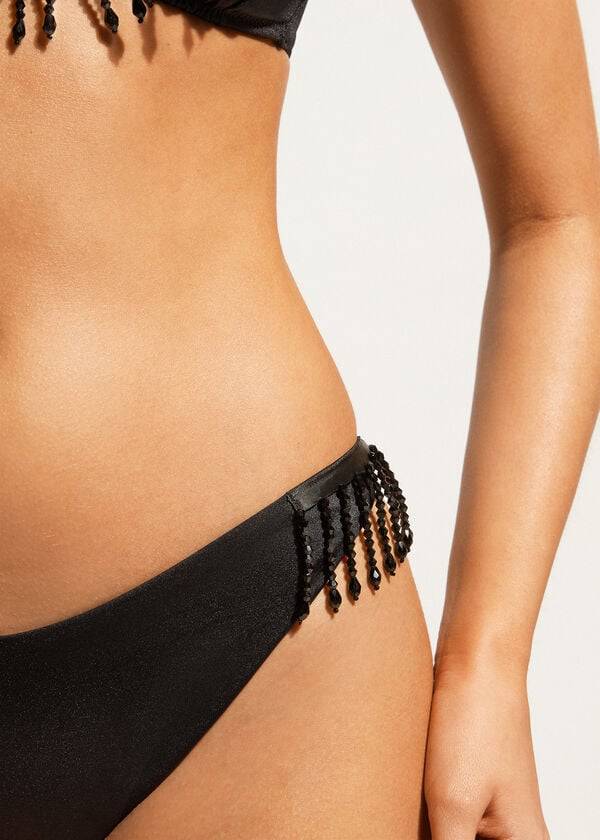 Abajo De Bikini Calzedonia High Cut Brazilian Taipei Mujer Negras | CL1394LH