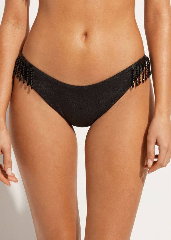 Abajo De Bikini Calzedonia High Cut Brazilian Taipei Mujer Negras | CL1394LH