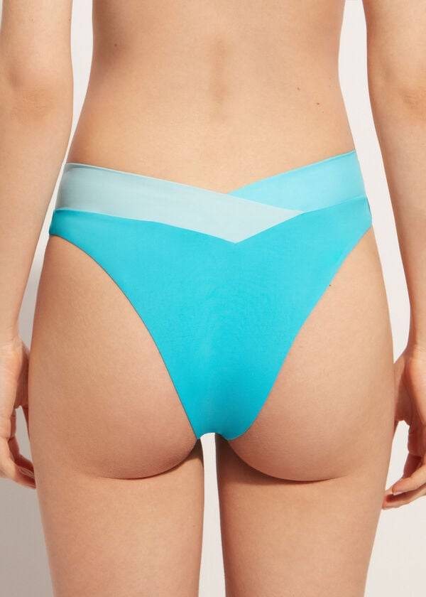 Abajo De Bikini Calzedonia High-Cut Brazilian Azzorre Mujer Turquesa Verde | CL1439SO