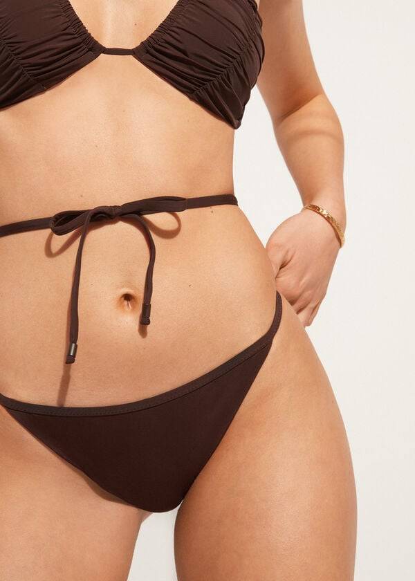 Abajo De Bikini Calzedonia High-Cut Brazilian Islamorada Mujer Cafe Marrones | CL1440DN