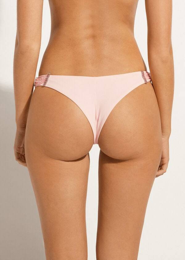 Abajo De Bikini Calzedonia High-Cut Brazilian Manila Mujer Rosas | CL1443HK