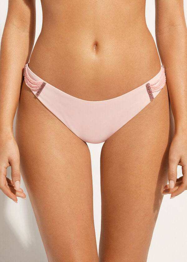 Abajo De Bikini Calzedonia High-Cut Brazilian Manila Mujer Rosas | CL1443HK