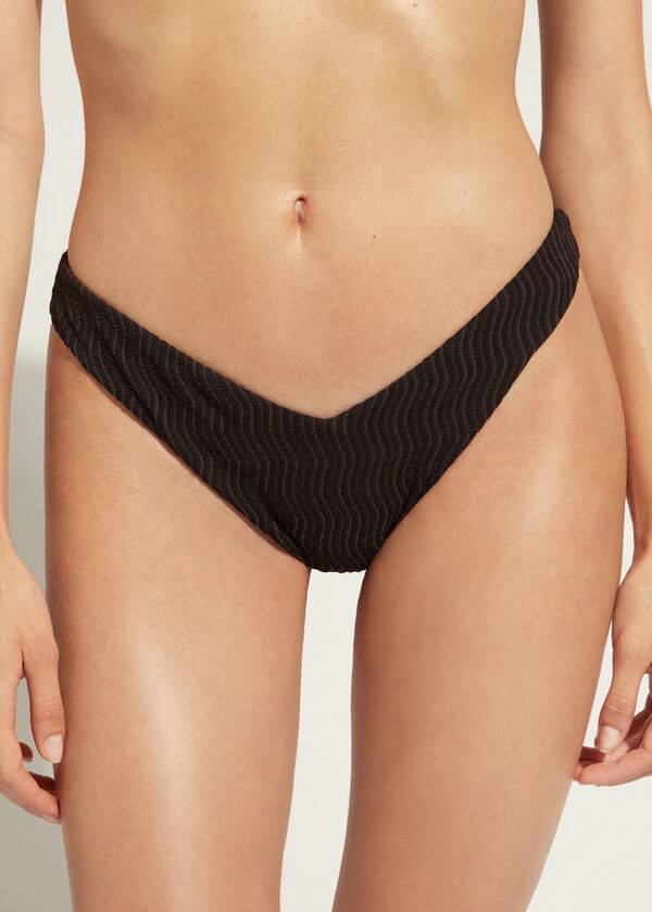 Abajo De Bikini Calzedonia High-Cut Brazilian Mykonos Mujer Negras | CL1448XF
