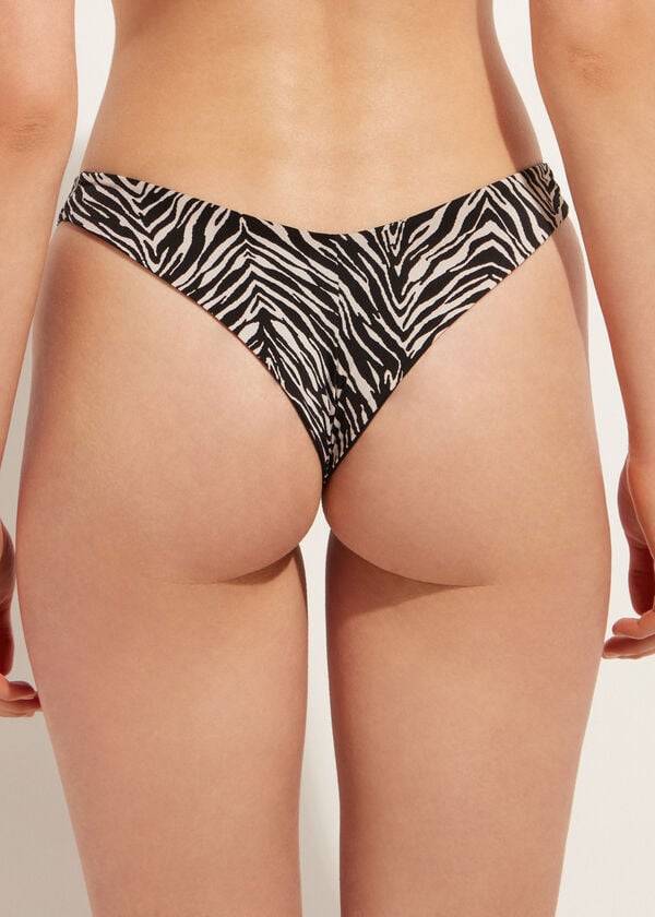 Abajo De Bikini Calzedonia High-Cut Brazilian Nairobi Mujer Negras | CL1449CE