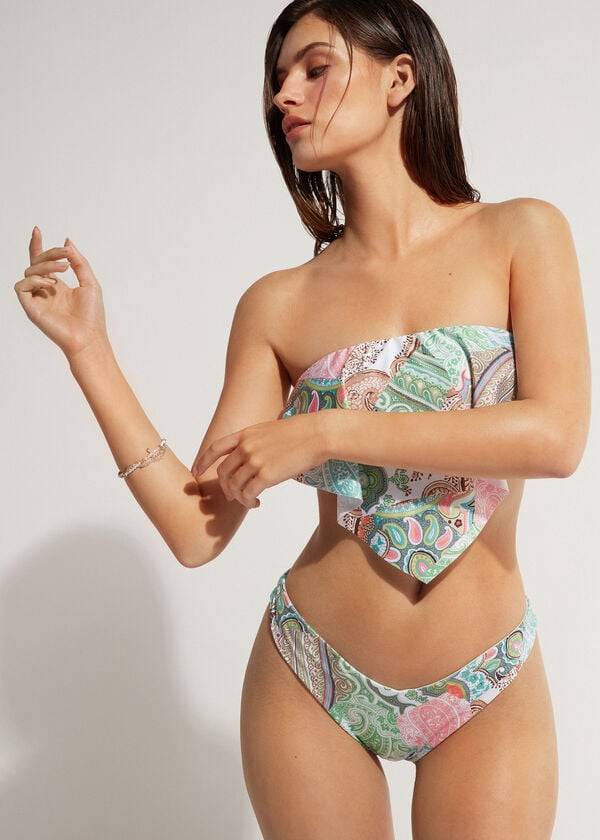 Abajo De Bikini Calzedonia High-Cut Brazilian Saint Tropez Mujer Verde | CL1450VD