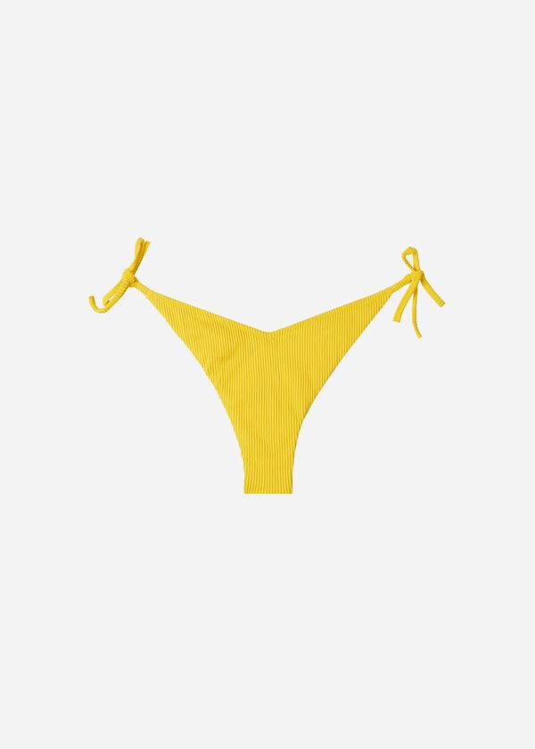 Abajo De Bikini Calzedonia High Cut V-shaped Brazilian New York Mujer Amarillo | CL1400NB