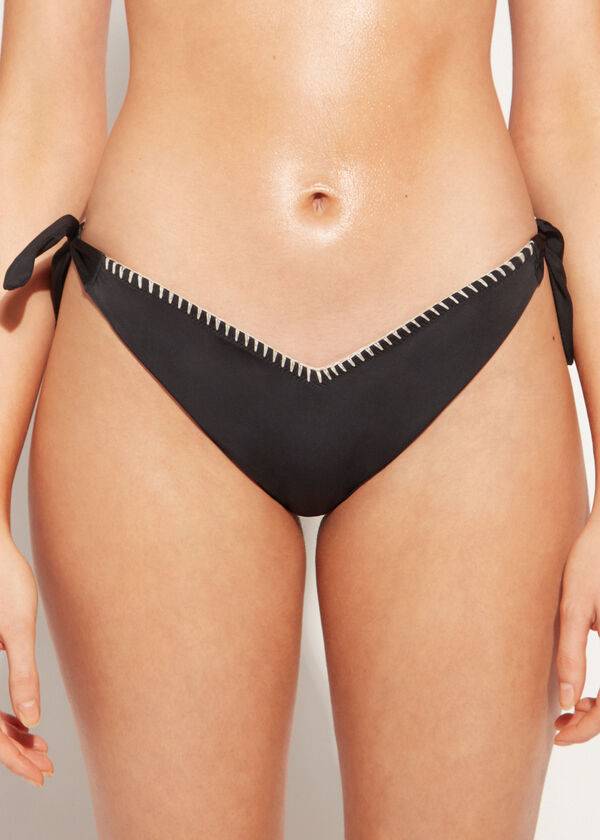 Abajo De Bikini Calzedonia High V-Cut Brazilian Mumbai Mujer Negras | CL1412AP