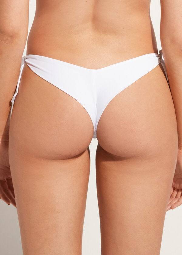 Abajo De Bikini Calzedonia High V-Cut Brazilian Mumbai Mujer Blancas | CL1413SO