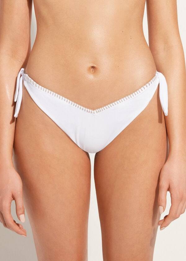Abajo De Bikini Calzedonia High V-Cut Brazilian Mumbai Mujer Blancas | CL1413SO