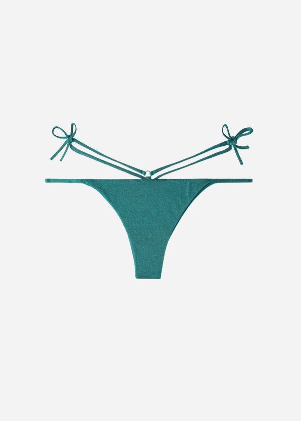 Abajo De Bikini Calzedonia Lamé Brazilian Side String Hollywood Mujer Verde | CL1486UT