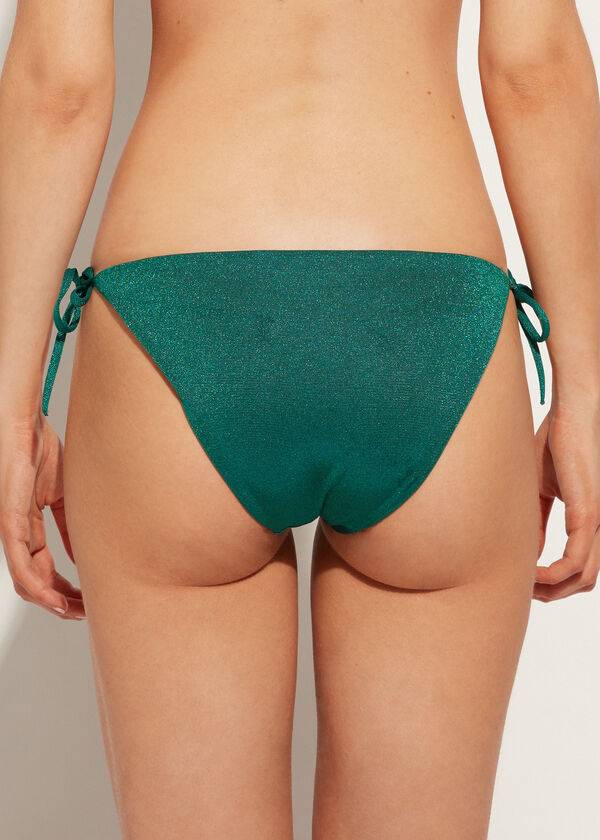 Abajo De Bikini Calzedonia Lamé String Hollywood Mujer Verde | CL1491SO