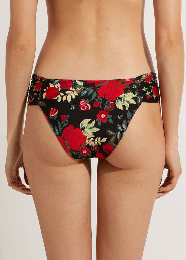 Abajo De Bikini Calzedonia Reversible Ruched Nizza Mujer Rosas | CL1513IS