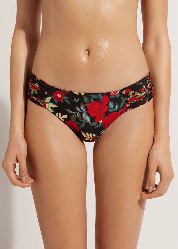 Abajo De Bikini Calzedonia Reversible Ruched Nizza Mujer Rosas | CL1513IS