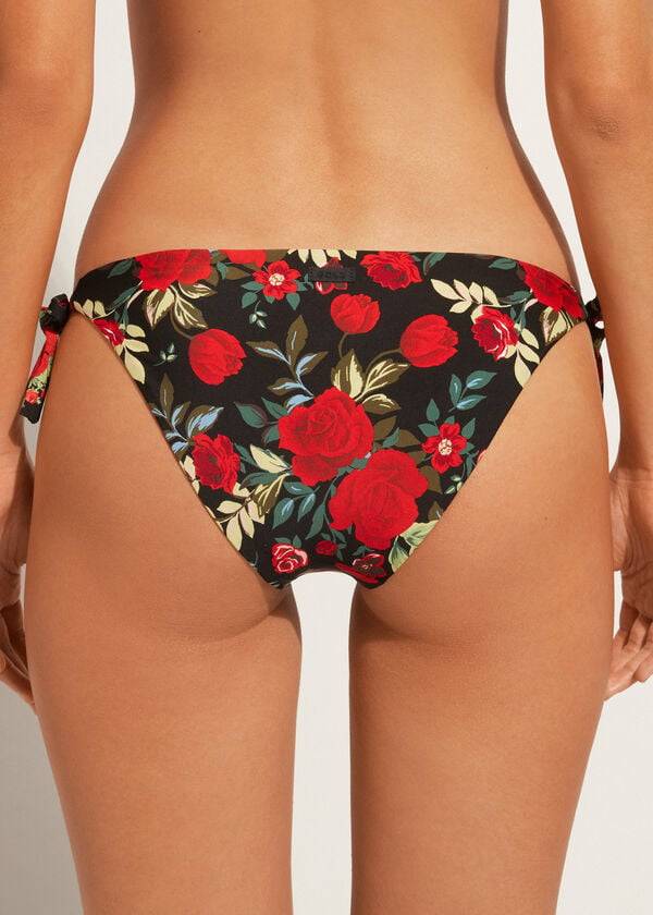 Abajo De Bikini Calzedonia Reversible String Nizza Mujer Rosas | CL1514OR