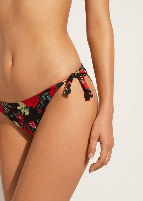 Abajo De Bikini Calzedonia Reversible String Nizza Mujer Rosas | CL1514OR