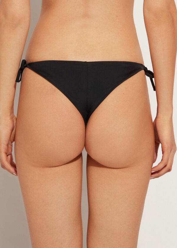 Abajo De Bikini Calzedonia Rhinestone Brazilian String Shanghai Mujer Negras | CL1516AP