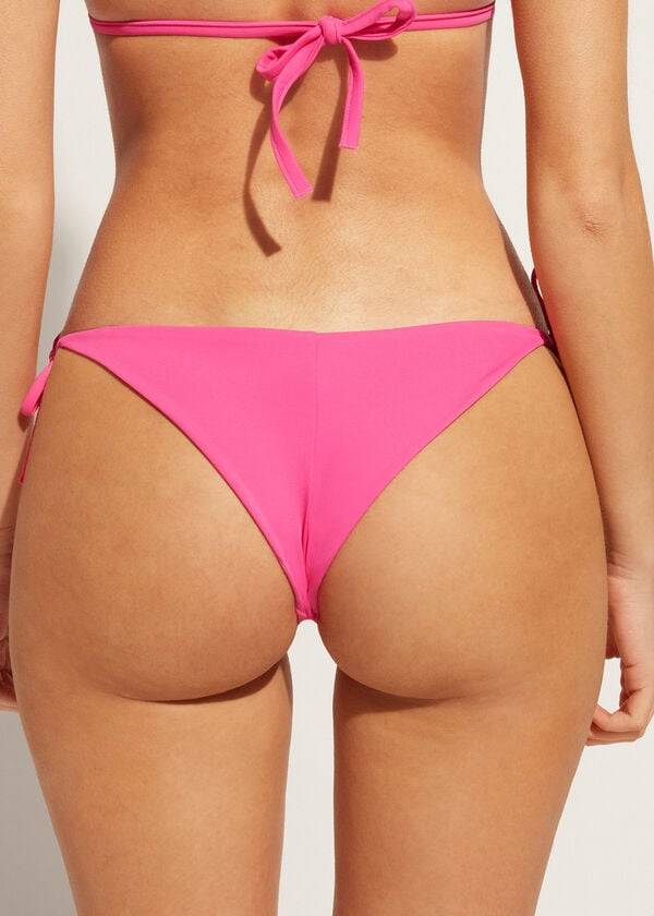 Abajo De Bikini Calzedonia Rhinestone Brazilian String Shanghai Mujer Rosas | CL1517SO
