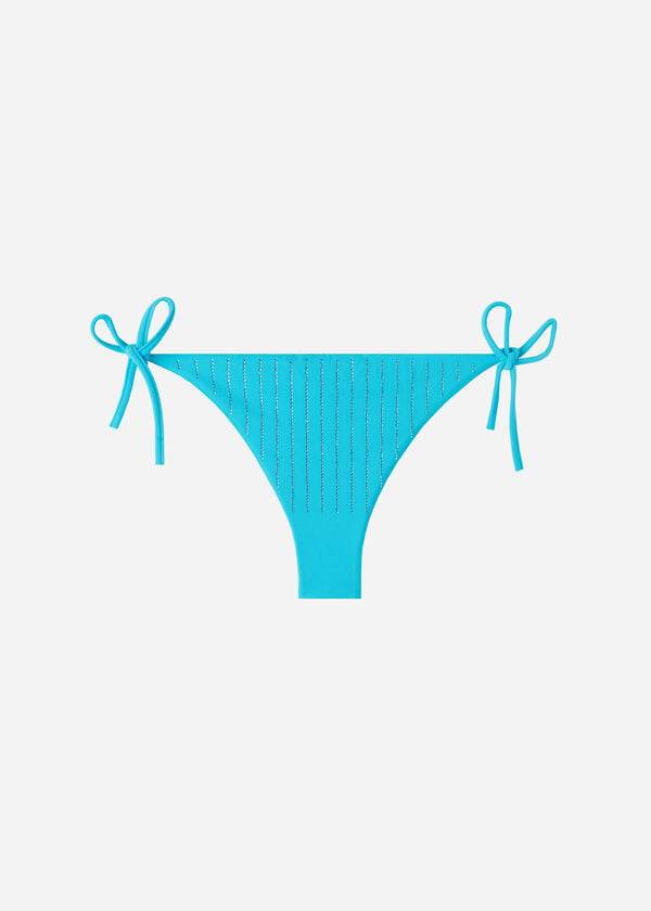 Abajo De Bikini Calzedonia Rhinestone Brazilian String Shanghai Mujer Turquesa Verde | CL1518DN