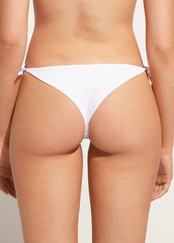Abajo De Bikini Calzedonia Rhinestone Brazilian String Shanghai Mujer Blancas | CL1519FM