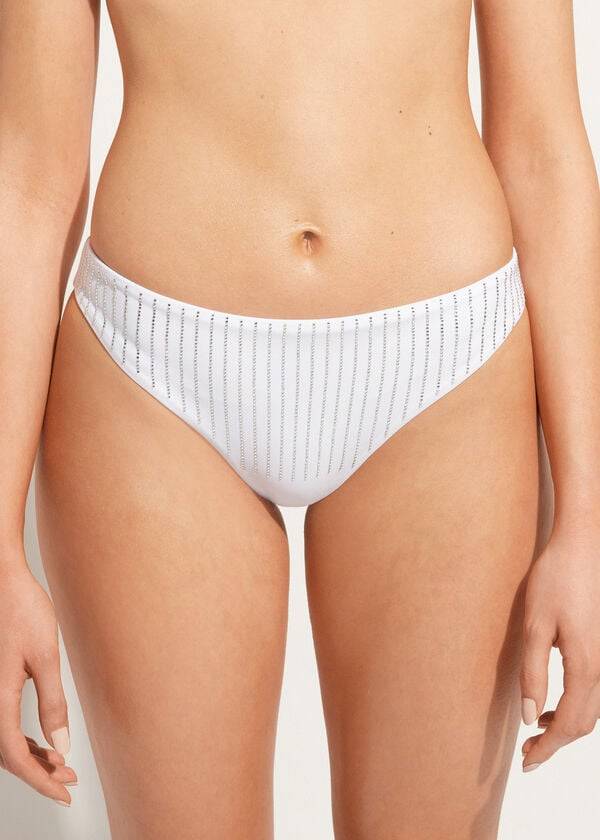 Abajo De Bikini Calzedonia Rhinestone Shanghai Mujer Blancas | CL1523KI